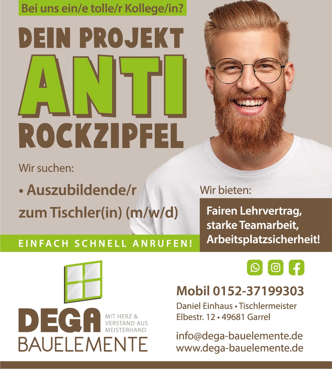 Stellenanzeige Ausbildung Tischler